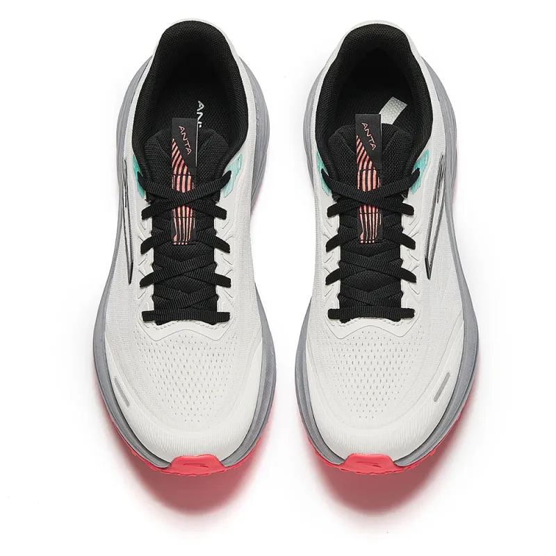 Anta Cushioned Height Increase Wear Resistant Breathable Low Top Casual Running Shoes Men's White Black Gray-4
