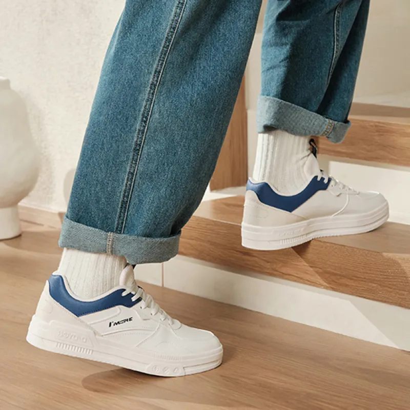 361° Air Force One Water Resistant Lightweight Low Top Skateboard Shoes Men's White Blue-4