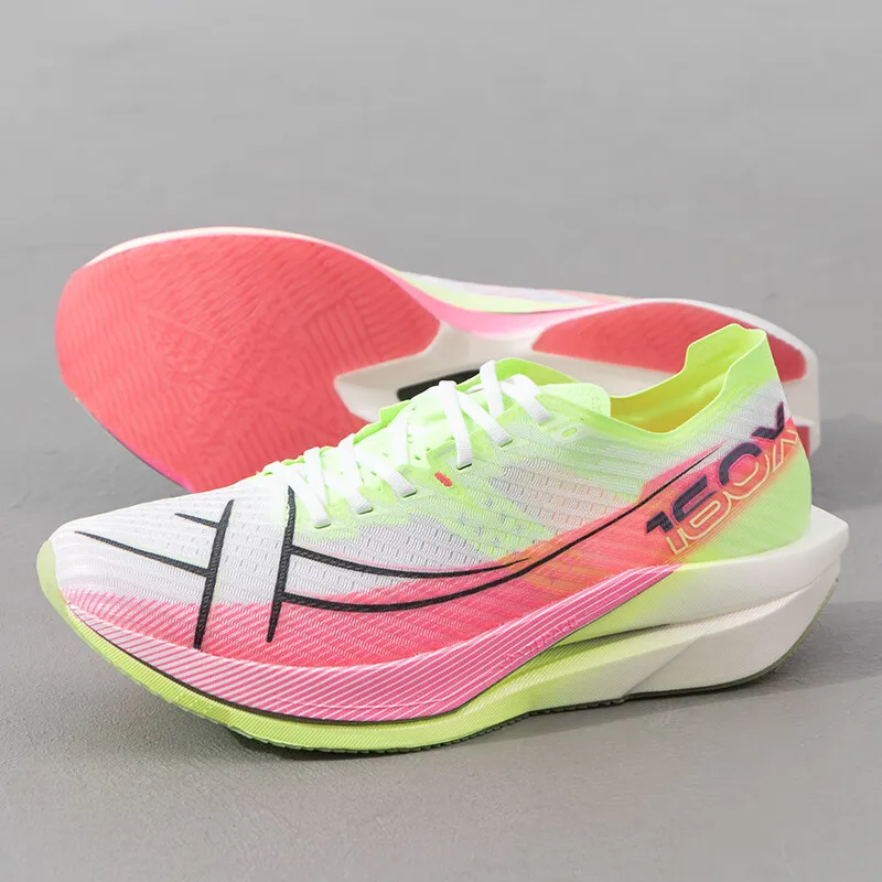 XTEP Cushioning Breathable Wear Resistant Low Top Training Running Shoes Men's White Pink Green-4