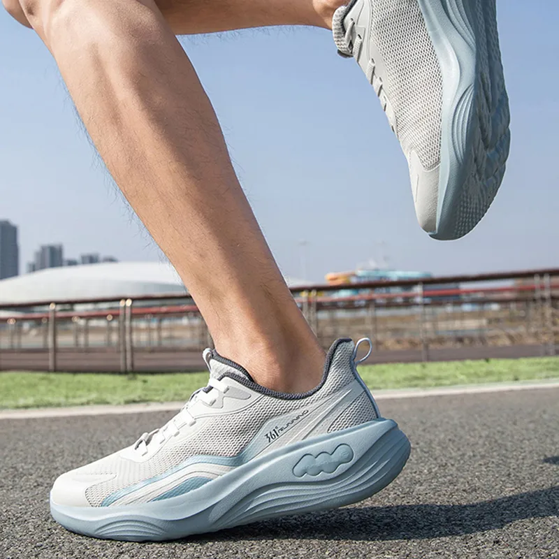361° Durable Lightweight And Breathable Low Top Sprint Running Shoes Men's White Blue-5