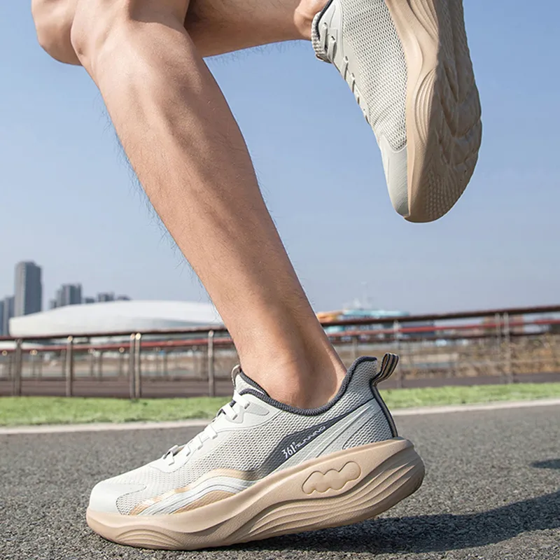 361° Anti Slip And Wear Resistant Breathable Low Top Sprint Running Shoes Men's White Beige-5