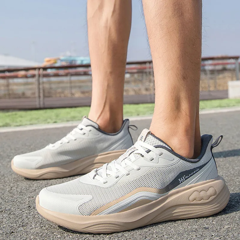 361° Anti Slip And Wear Resistant Breathable Low Top Sprint Running Shoes Men's White Beige-3