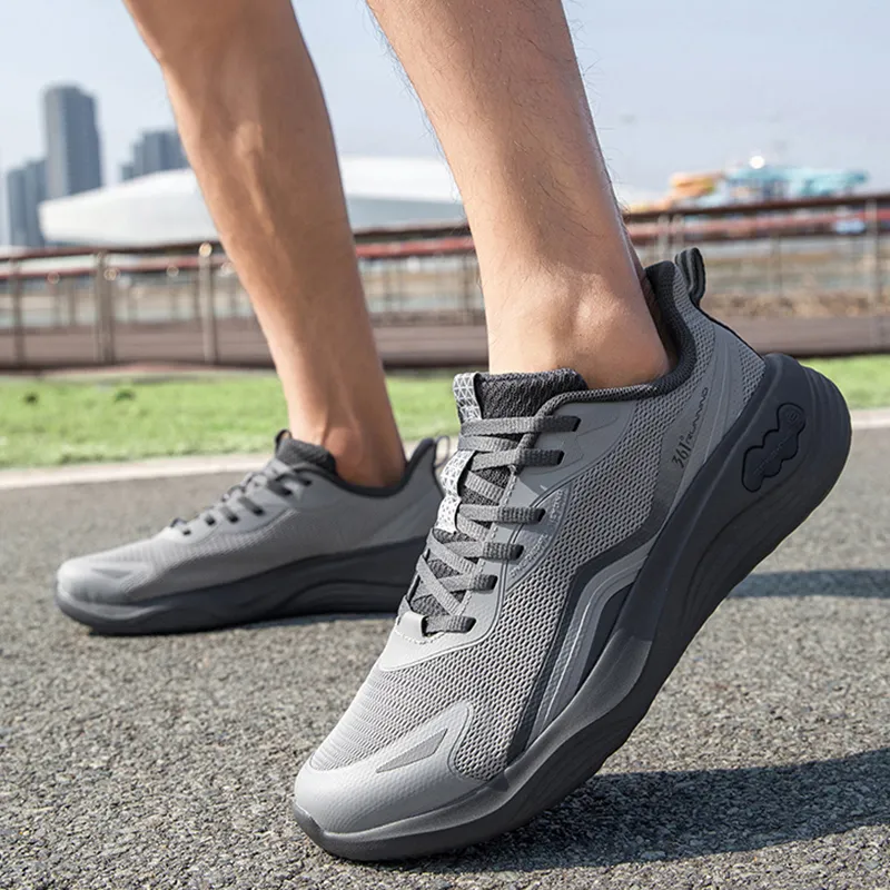 361° Slip-Resistant Lightweight Breathable Low-Top Sprint Running Shoes Men's Gray-4