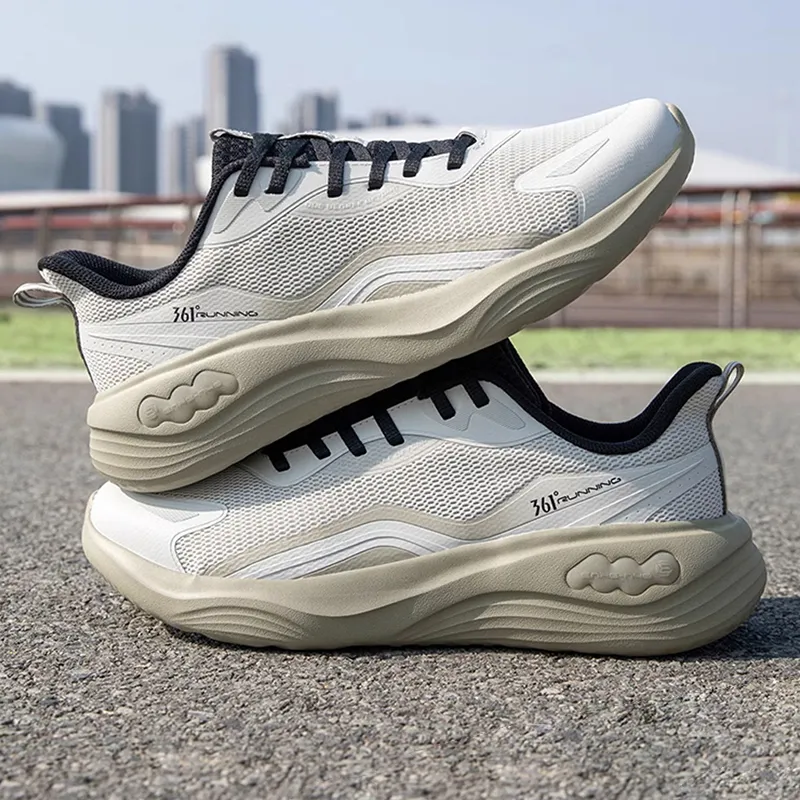 361° Durable Lightweight And Breathable Low-Top Casual Running Shoes Men's White Gray-1