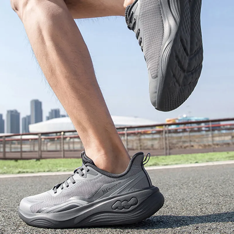361° Slip-Resistant Lightweight Breathable Low-Top Sprint Running Shoes Men's Gray-5