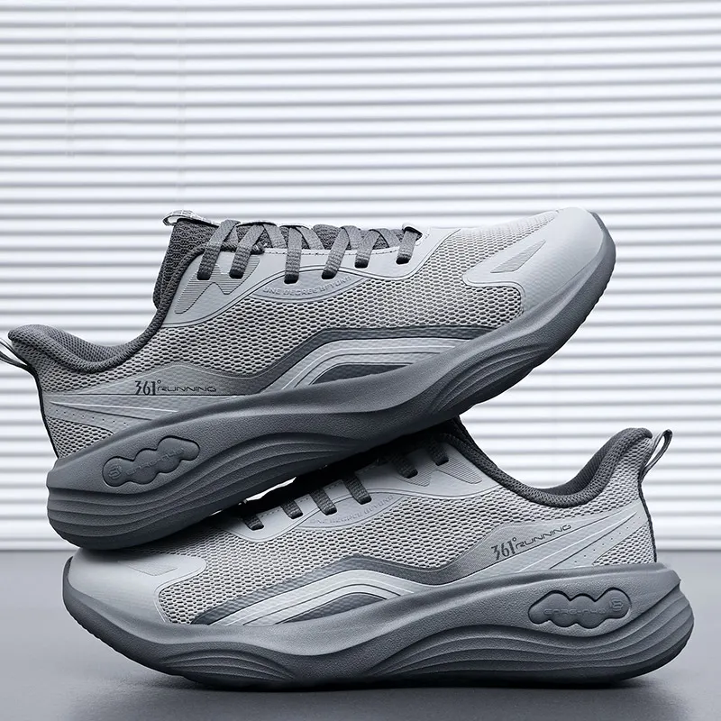 361° Slip-Resistant Lightweight Breathable Low-Top Sprint Running Shoes Men's Gray-2