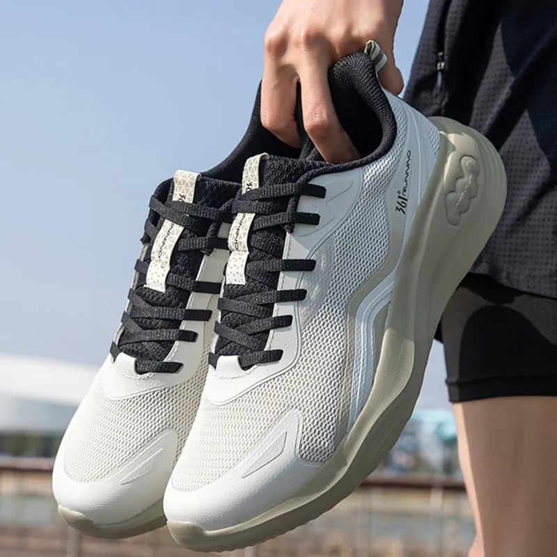 361° Durable Lightweight And Breathable Low-Top Casual Running Shoes Men's White Gray-2