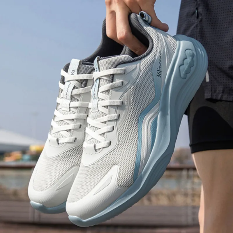 361° Durable Lightweight And Breathable Low Top Sprint Running Shoes Men's White Blue-2