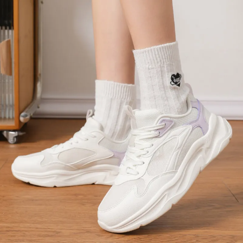 361° Lightweight Coverage Cushioning Low-Top Sprint Running Shoes Women's White Purple-3