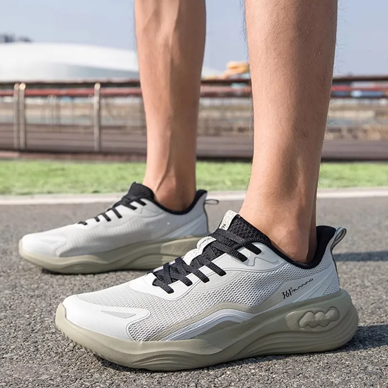 361° Durable Lightweight And Breathable Low-Top Casual Running Shoes Men's White Gray-3