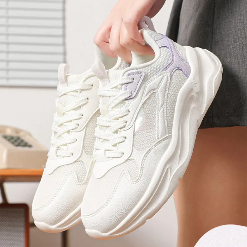 361° Lightweight Coverage Cushioning Low-Top Sprint Running Shoes Women's White Purple-2