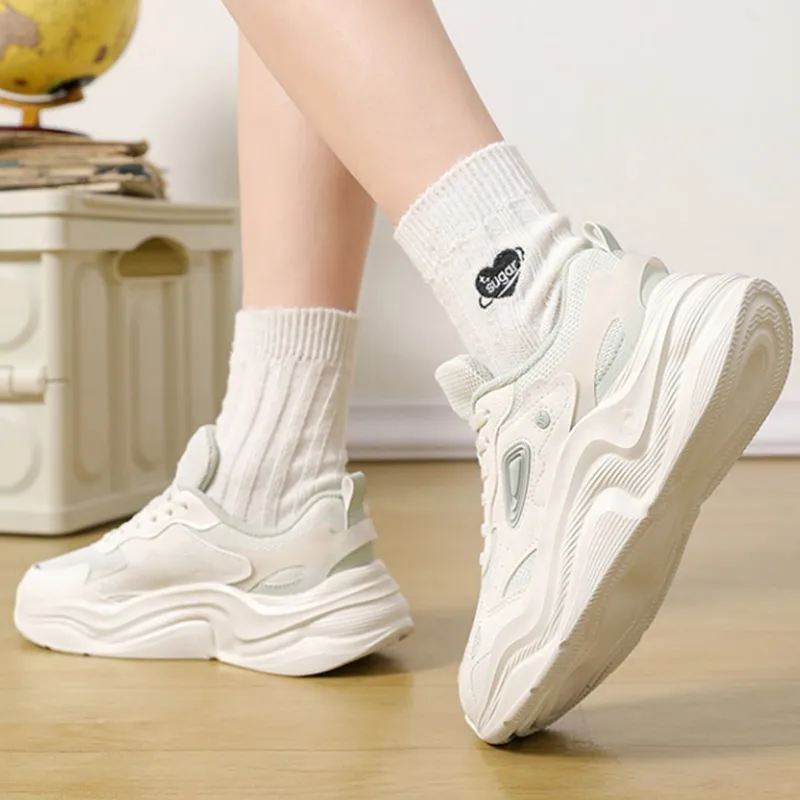 361° Lightweight Coverage Cushioning Low-Top Sprint Running Shoes Women's White Green-4