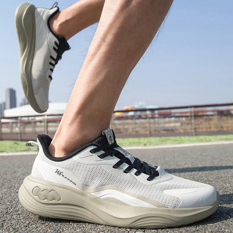 361° Durable Lightweight And Breathable Low-Top Casual Running Shoes Men's White Gray-4