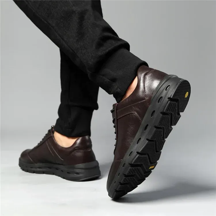Aung San Non slip Wear resistant Shock Absorption Low Top Casual Shoes Men's Brown Red-7