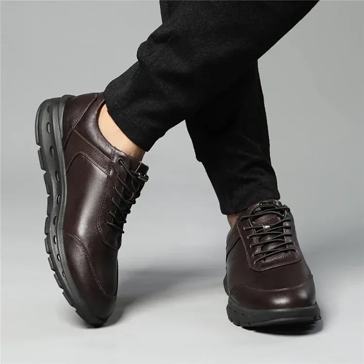 Aung San Non slip Wear resistant Shock Absorption Low Top Casual Shoes Men's Brown Red-5
