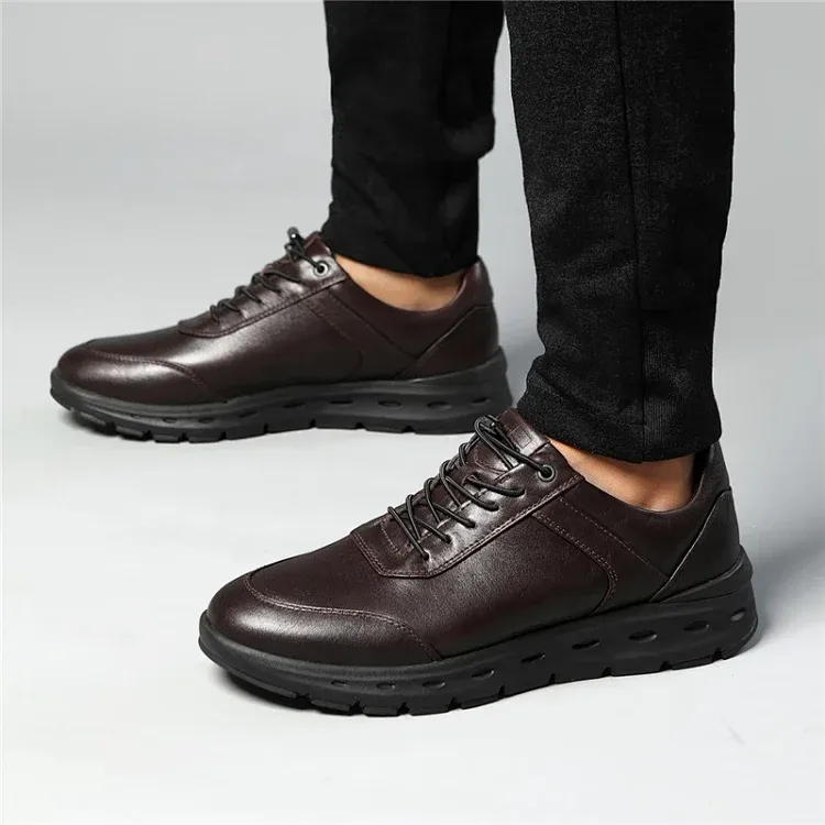 Aung San Non slip Wear resistant Shock Absorption Low Top Casual Shoes Men's Brown Red-3