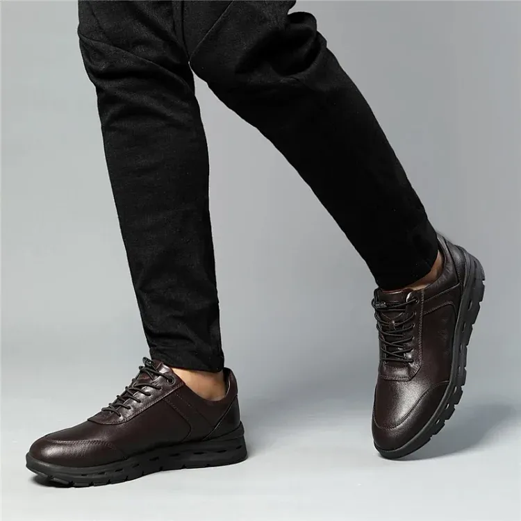 Aung San Non slip Wear resistant Shock Absorption Low Top Casual Shoes Men's Brown Red-4