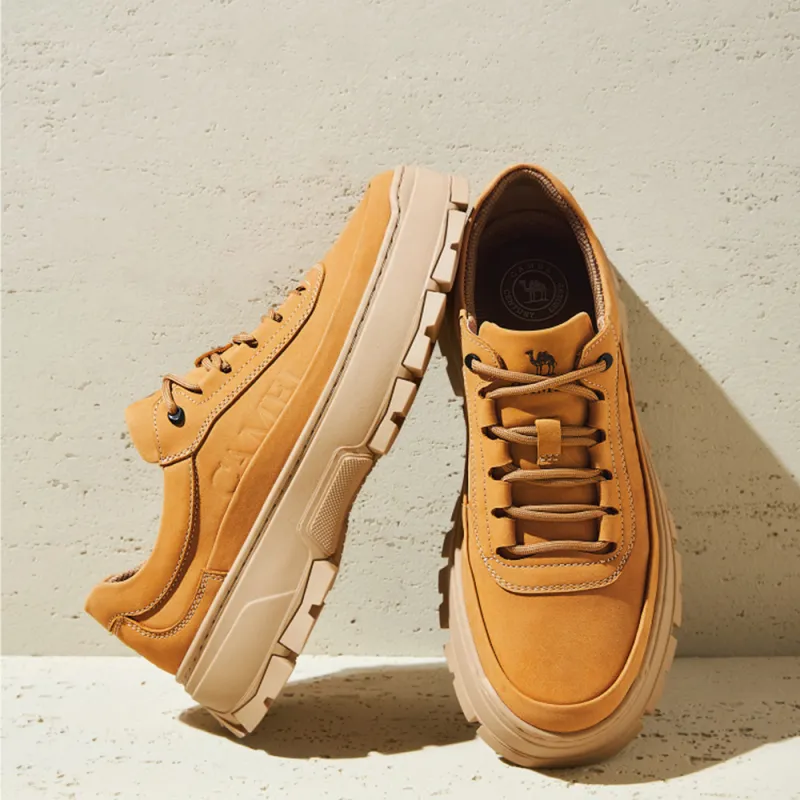 CAMEL Work Boots Men Low Top Khaki/Desert Yellow-3