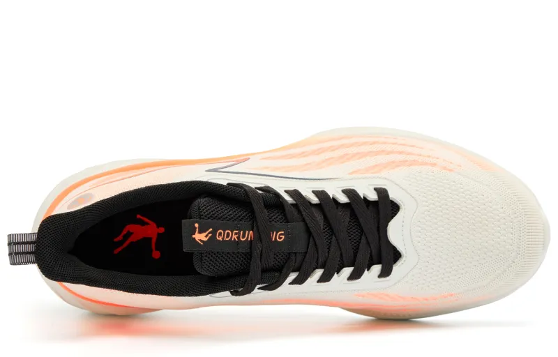 QIAODAN Cushioned Slip Resistant Abrasion Resistant Low Top Casual Running Shoes Men's Beige Orange-3