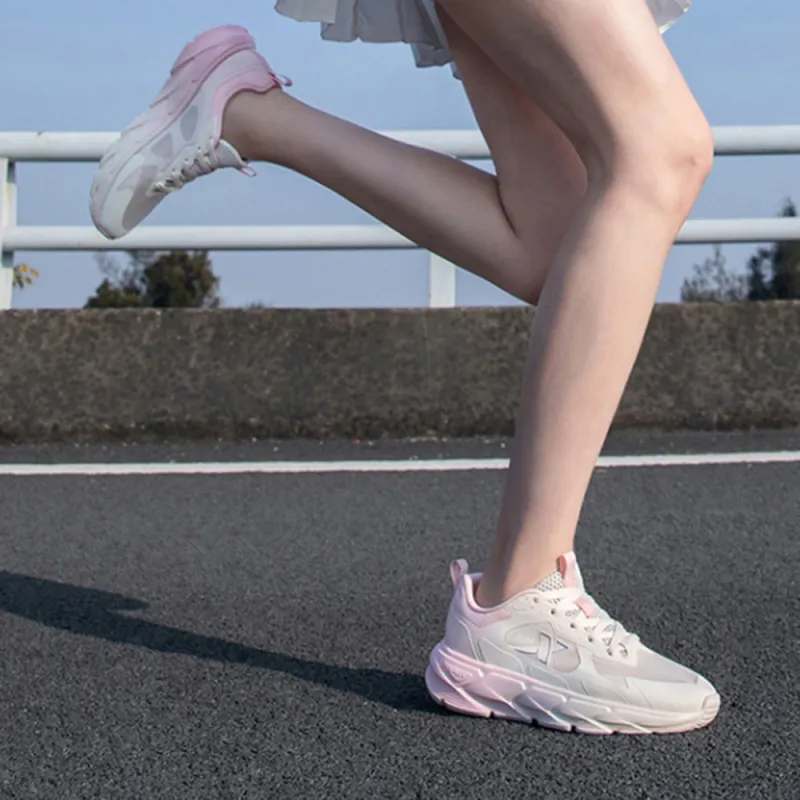 XTEP Breathable And Resilient Low Top Casual Running Shoes Women's White Pink-4