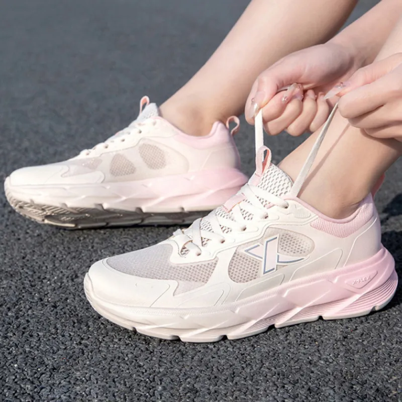 XTEP Breathable And Resilient Low Top Casual Running Shoes Women's White Pink-1