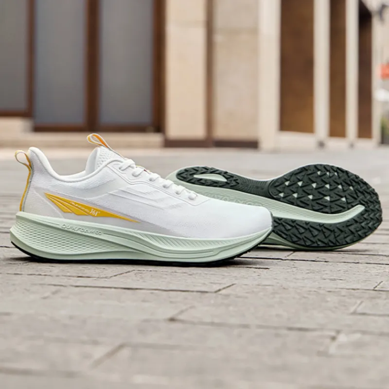 361° Wing Gundam 5.0 Cushioning Slip Resistant Low Top City Commute Running Shoes Men's White Green-2
