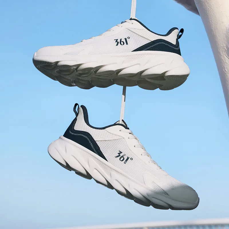 361° Slip Resistant And Breathable Low Top Casual Running Shoes Men's White Blue-2