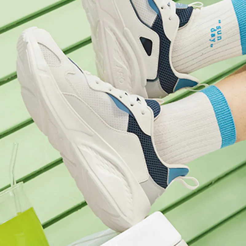 361° Breathable And Lightweight Low Top Casual Running Shoes Men's White Blue-1