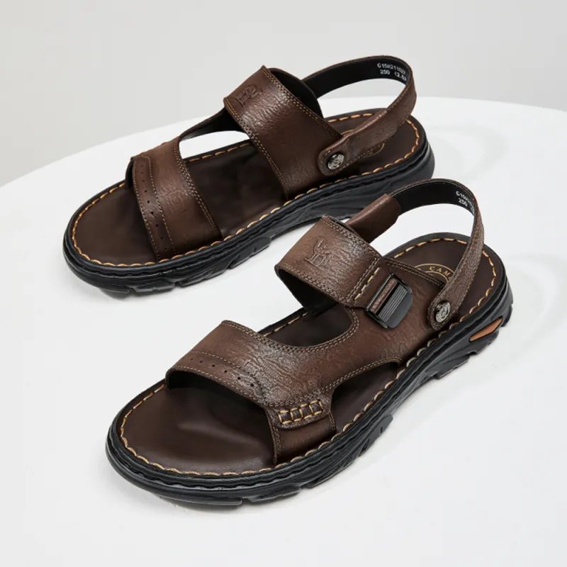 CAMEL Beach Sandals Men Brown, Earth Yellow, Black-1