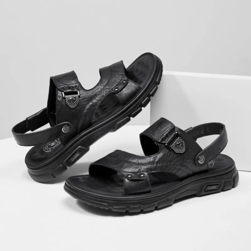 CAMEL Beach Sandals Men Brown, Black-7
