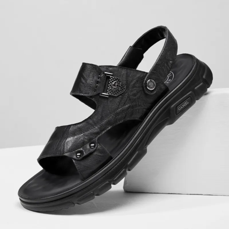 CAMEL Beach Sandals Men Brown, Black-6