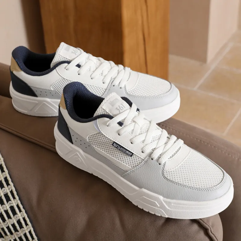 361° Walk Slip Resistant And Abrasion Resistant Coverage Low Top Skateboard Shoes Men's White Gray Blue-1