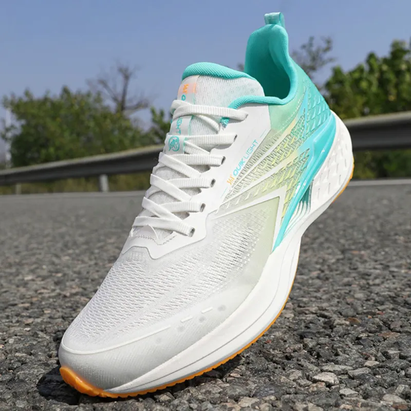 361° Cushioning And Breathable Low Top Sprint Running Shoes Men's White Green-1