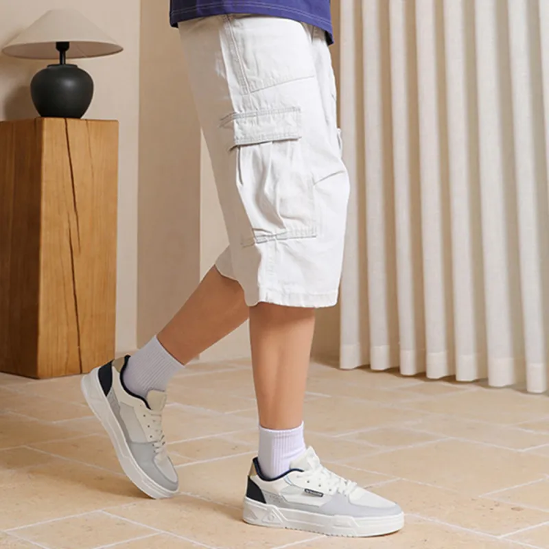 361° Walk Slip Resistant And Abrasion Resistant Coverage Low Top Skateboard Shoes Men's White Gray Blue-4