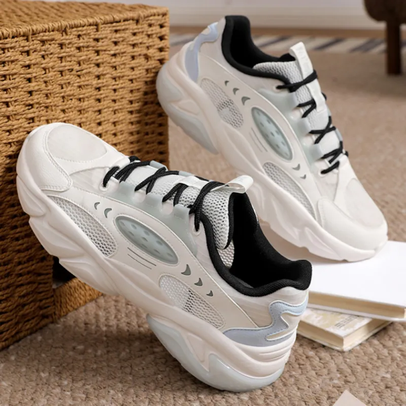 361° Yunshu Slip Resistant, Breathable, Lightweight Low Top Chunky Sneakers Men's White Gray Blue-1