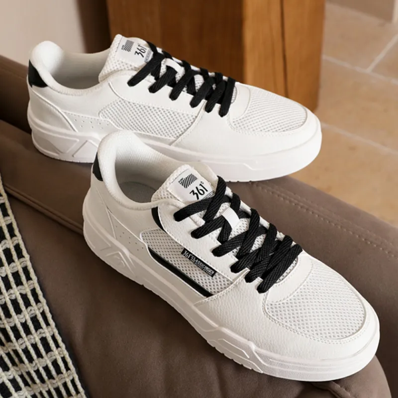 361° Walk Slip Resistant And Abrasion Resistant Coverage Low Top Skateboard Shoes Men's White Black-1