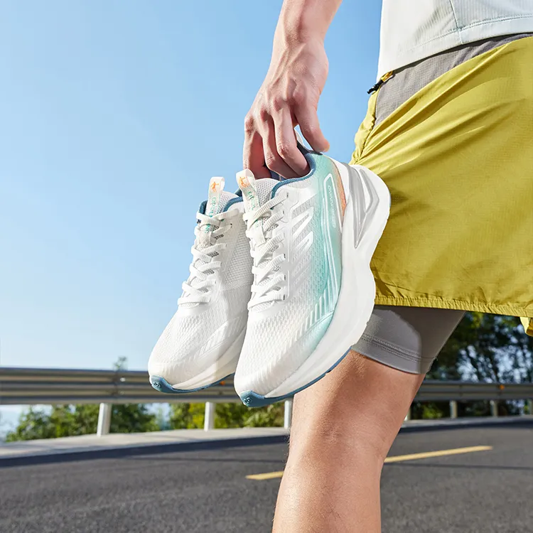 QIAODAN Cushioning, Slip Resistant, And Breathable Low Top Casual Running Shoes Men's White-1