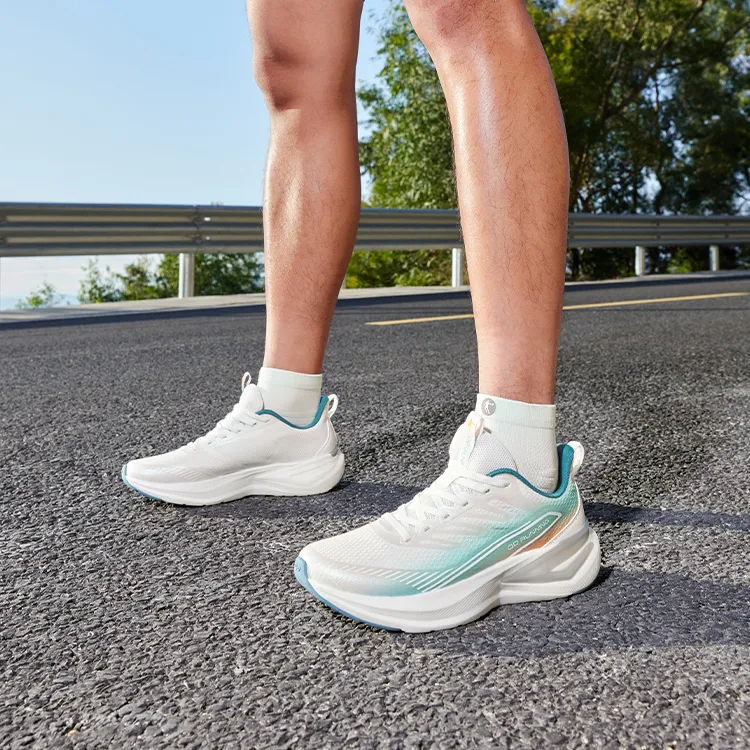 QIAODAN Cushioning, Slip Resistant, And Breathable Low Top Casual Running Shoes Men's White-3