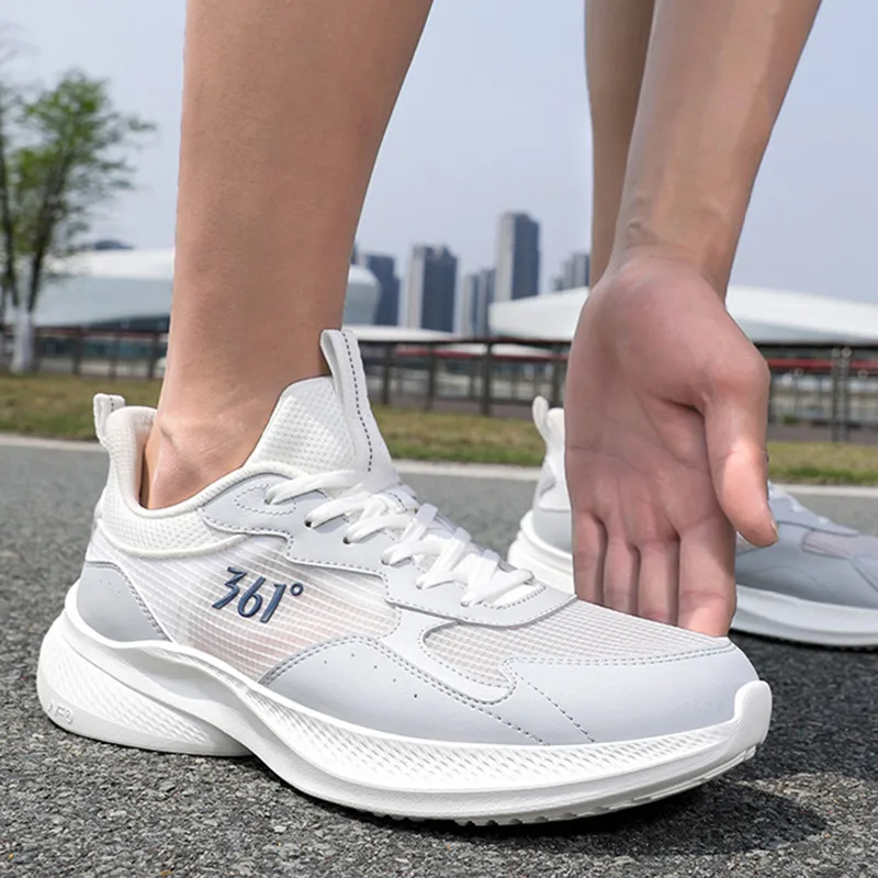 361° Slip Resistant, Abrasion Resistant, Breathable Low Top Casual Running Shoes Men's White Gray-3
