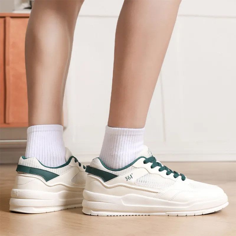 361° Air Force One Slip Resistant Cushioning Low Top Skateboard Shoes Men's White Green-4
