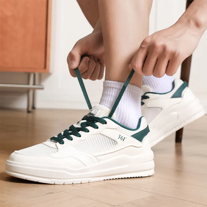 361° Air Force One Slip Resistant Cushioning Low Top Skateboard Shoes Men's White Green-3