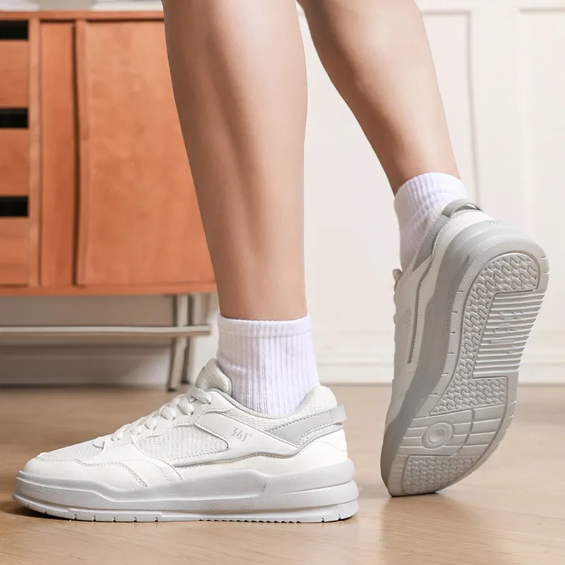 361° Air Force One Slip Resistant Cushioning Low Top Skateboard Shoes Men's White Gray-4