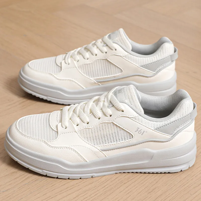 361° Air Force One Slip Resistant Cushioning Low Top Skateboard Shoes Men's White Gray-1
