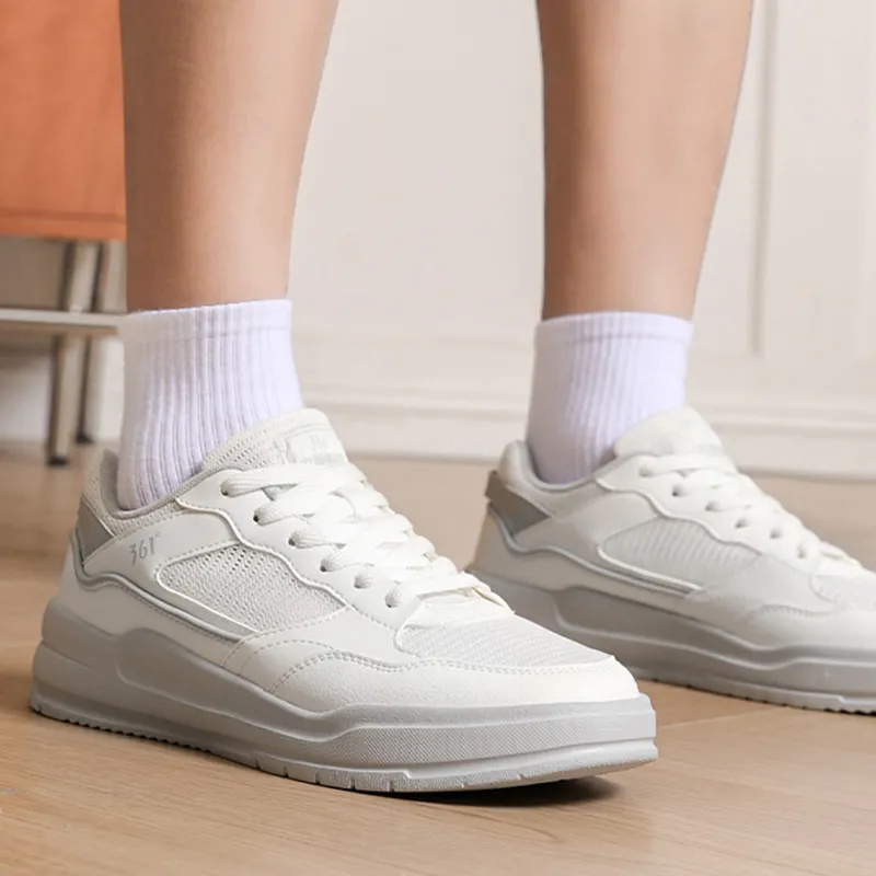 361° Air Force One Slip Resistant Cushioning Low Top Skateboard Shoes Men's White Gray-2