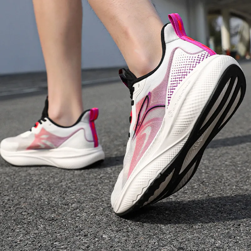 361° Slip Resistant And Breathable Low Top Carbon Plate Sprint Running Shoes Men's White Red Black-4