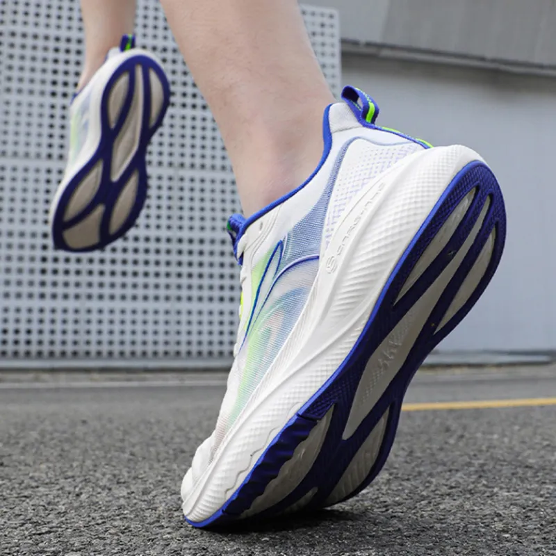 361° Slip Resistant And Breathable Low Top Casual Sprint Running Shoes Men's White Blue Green-4