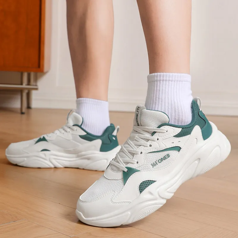 361° Wear resistant And Lightweight Low Top Casual Shoes Men's White Green-3
