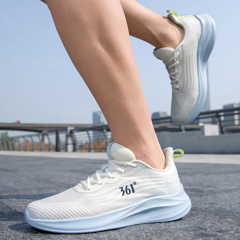 361° Anti Slip Wear Resistant Low Top Casual Running Shoes Men's White Blue-3