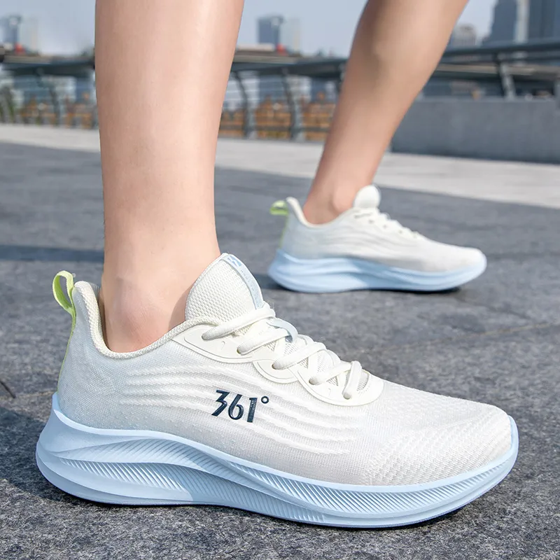 361° Anti Slip Wear Resistant Low Top Casual Running Shoes Men's White Blue-2