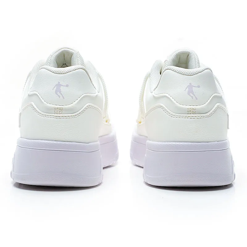 QIAODAN Anti Slip Wear Resistant Low Top Skateboard Shoes Women's White Purple-4